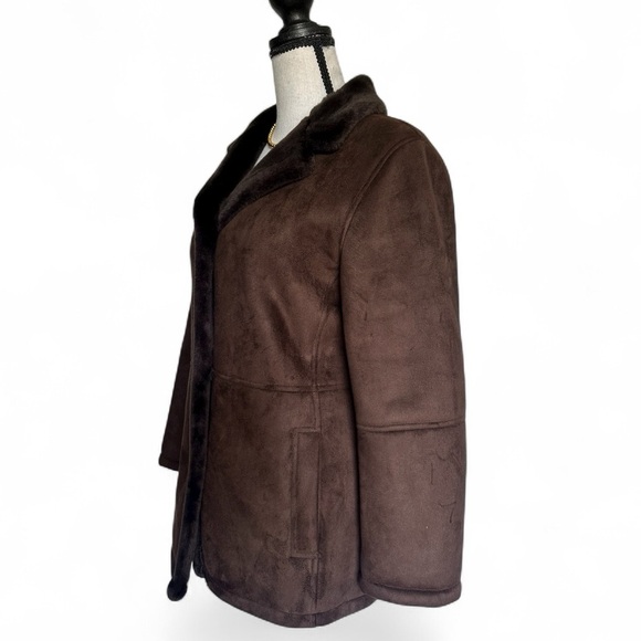 Talbots Faux Shearling Brown Coat Women’s Petite P - Picture 2 of 6